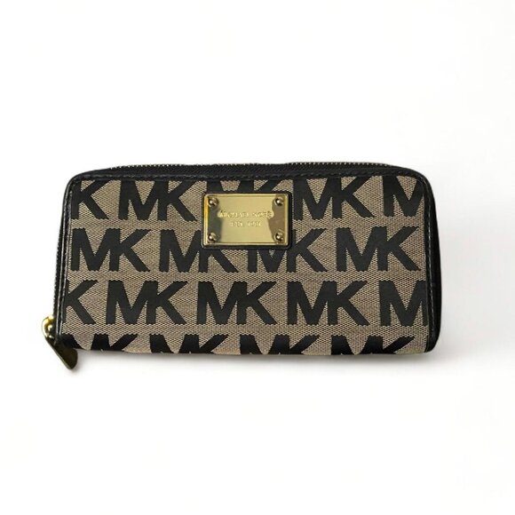 Michael Kors Jet Set Travel Large Travel Continental Logo Signature Wallet Logo - Picture 1 of 5